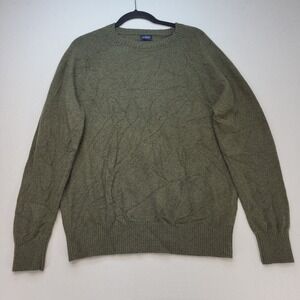 J.Crew Crewneck Sweater Mens Large Olive Green Lambswool Blend Raglan Knit
